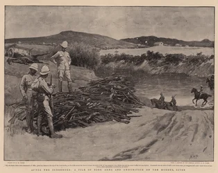 Dopo la resa, un mucchio di armi e munizioni boere sul fiume Modder